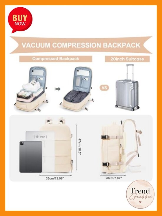 Vacuum Compression Travel Backpack 30L Waterproof Laptop Daypack with Pump main image 5
